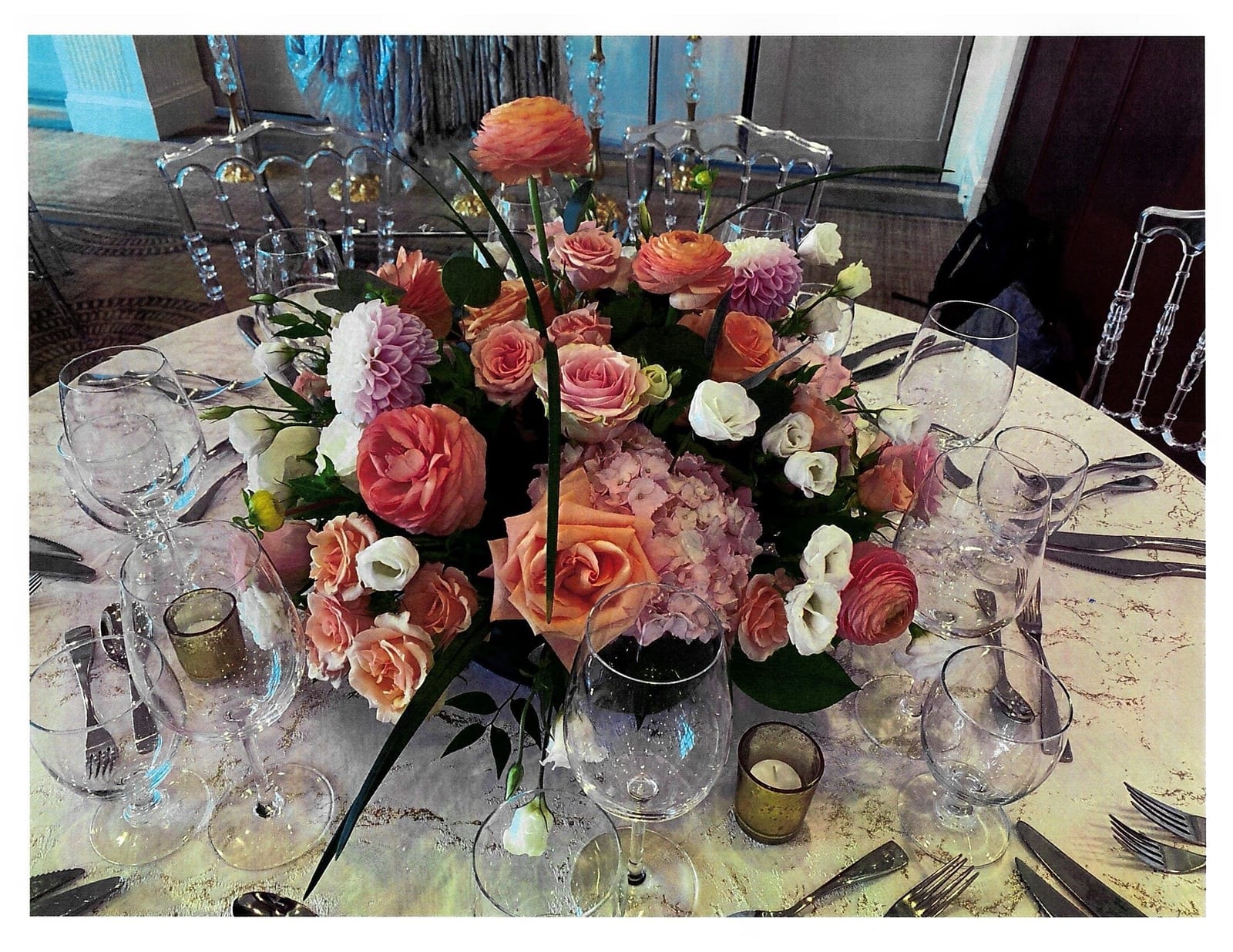 Custom floral arrangement and centerpiece styling